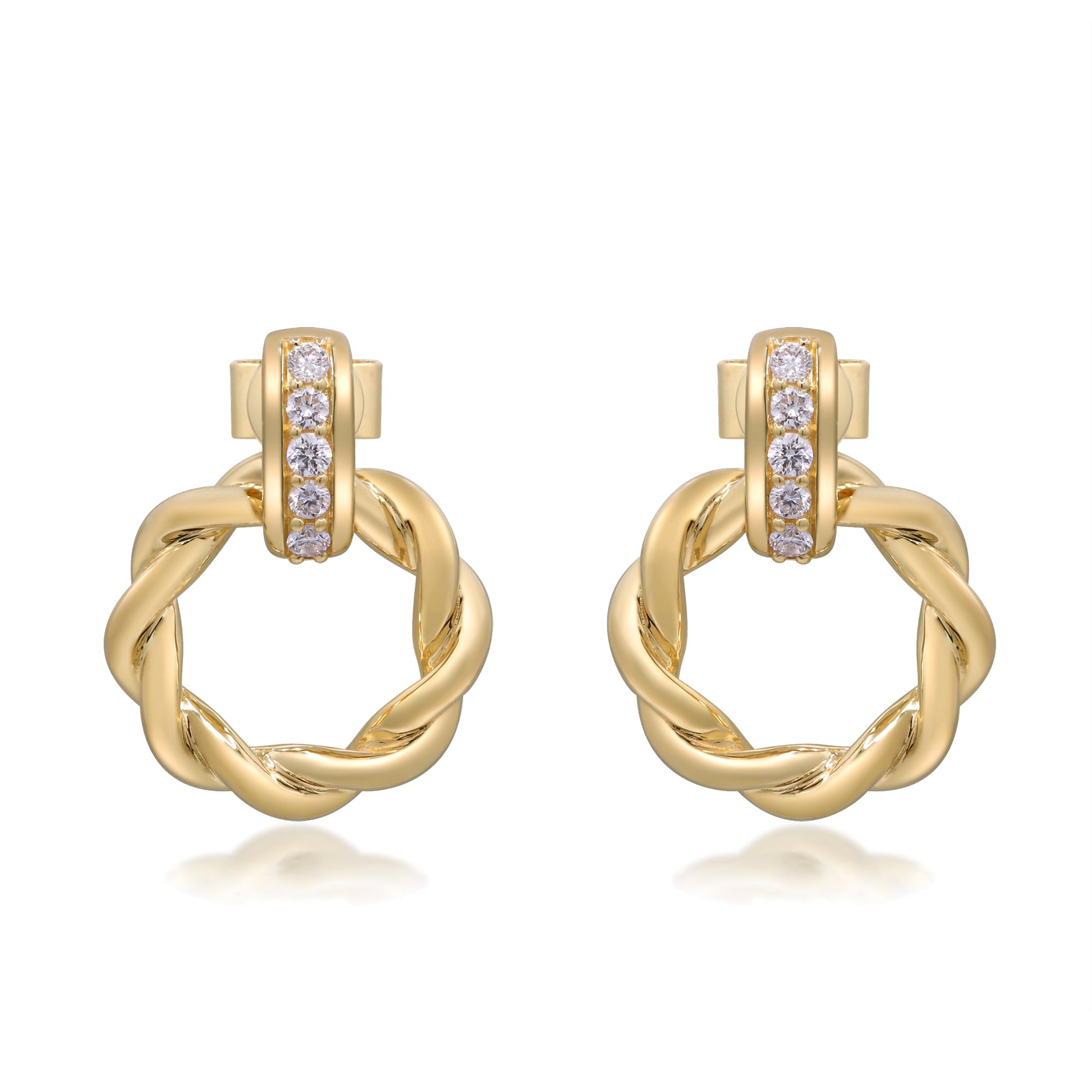 Endless Embrace – 14K Yellow Gold Diamond Earrings