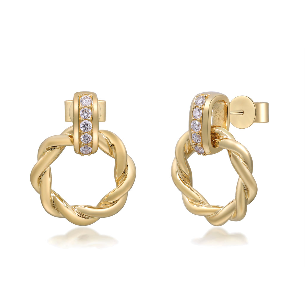 Endless Embrace – 14K Yellow Gold Diamond Earrings