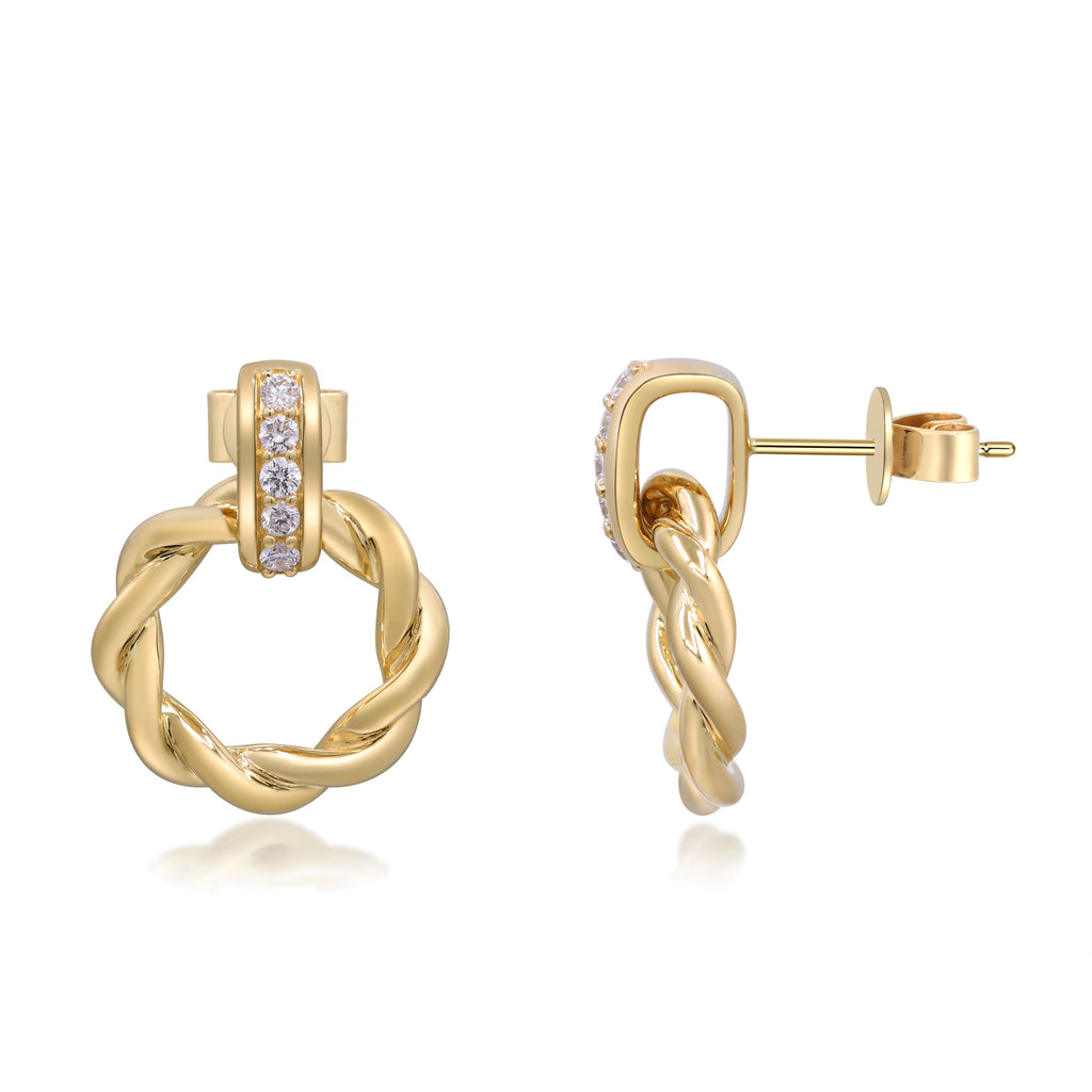 Endless Embrace – 14K Yellow Gold Diamond Earrings