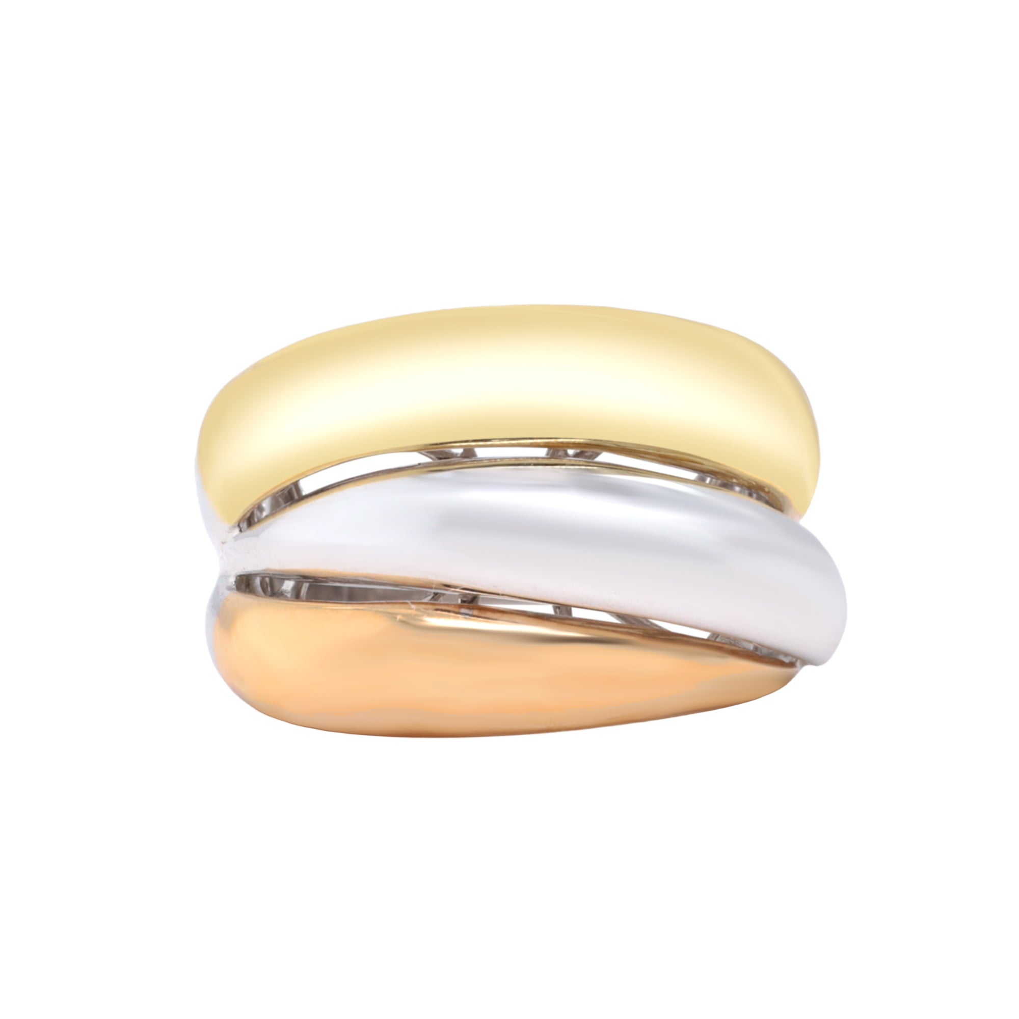 Entwined in Elegance – 18K Three-Tone Gold Ring