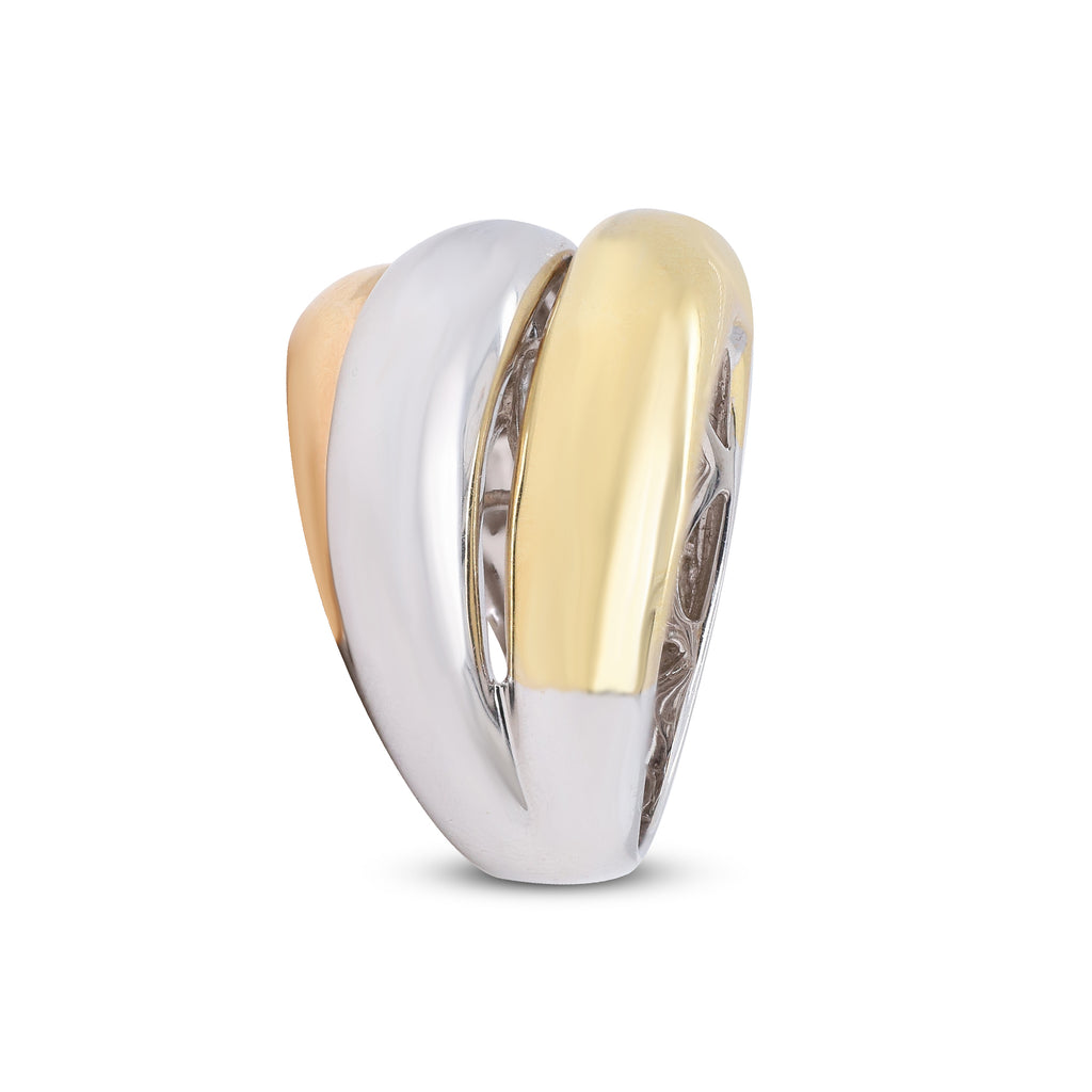 Entwined in Elegance – 18K Three-Tone Gold Ring