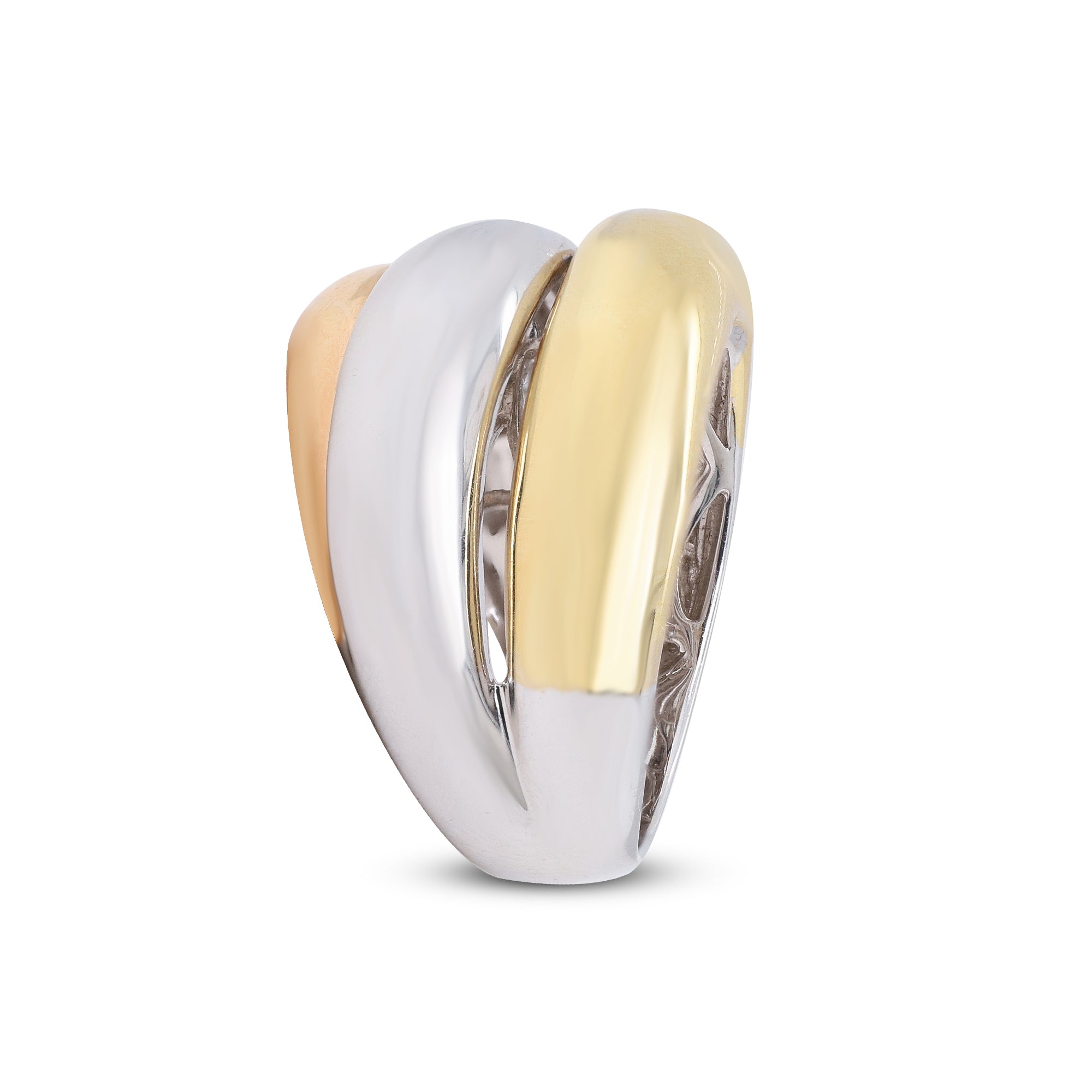 Entwined in Elegance – 18K Three-Tone Gold Ring
