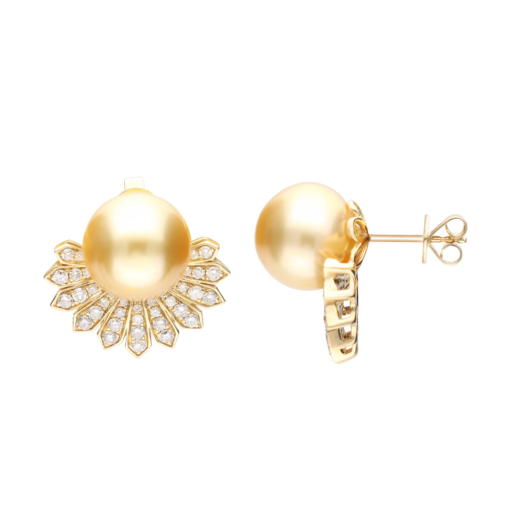Petals of the Sea – 14K Yellow Gold South Sea Pearl Earrings