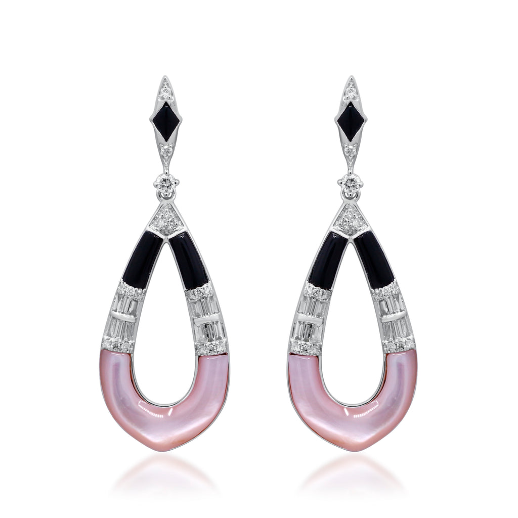 An Elegance Beyond Time – 18K White Gold Onyx Earrings