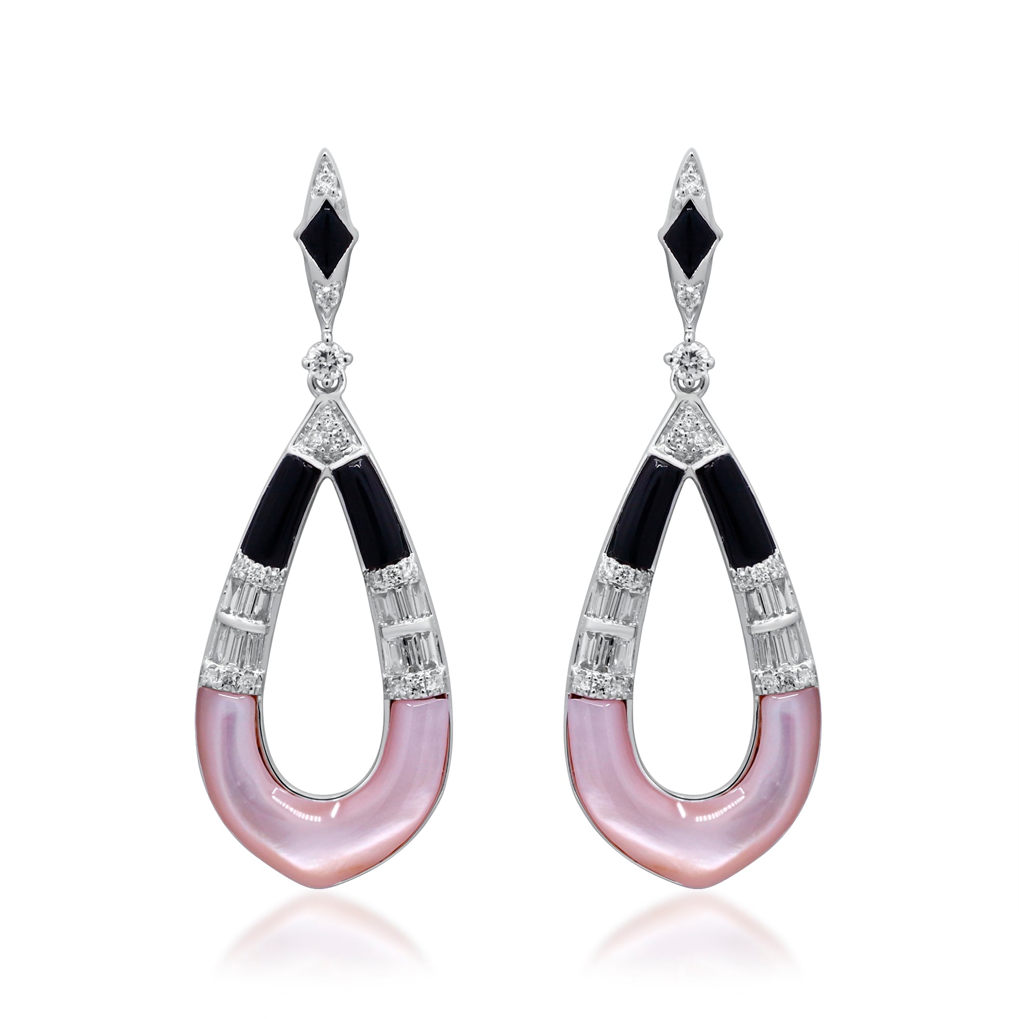 An Elegance Beyond Time – 18K White Gold Onyx Earrings