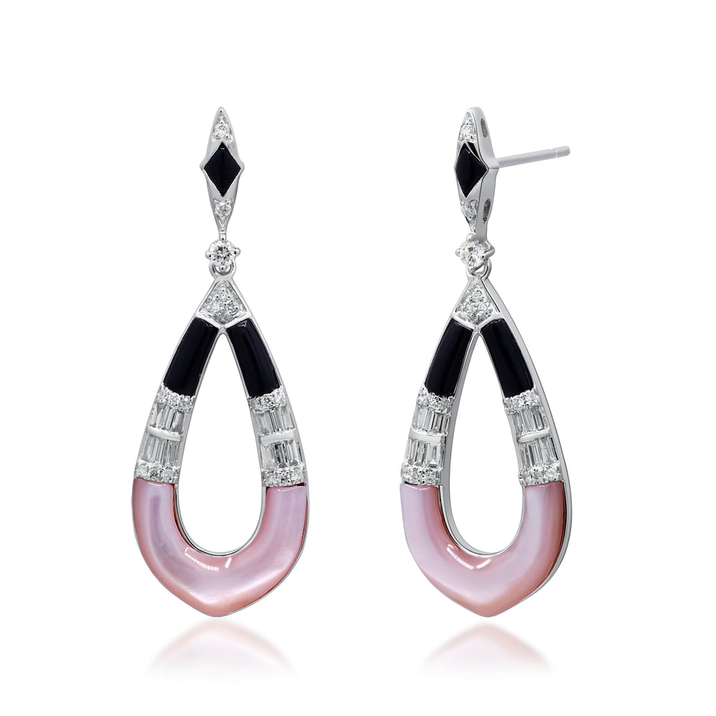 An Elegance Beyond Time – 18K White Gold Onyx Earrings