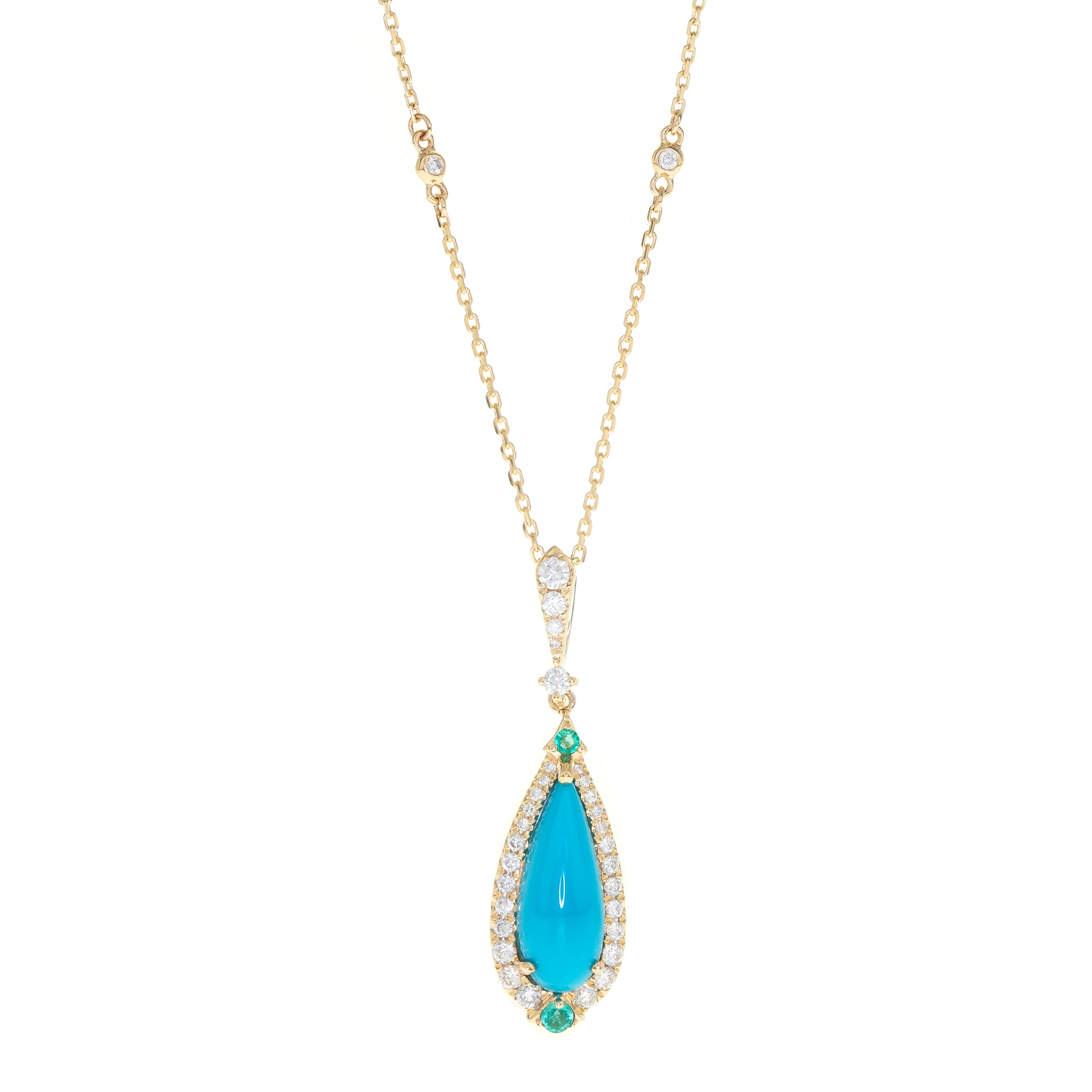 A Timeless Treasure – 14K Yellow Gold Turquoise Pendant