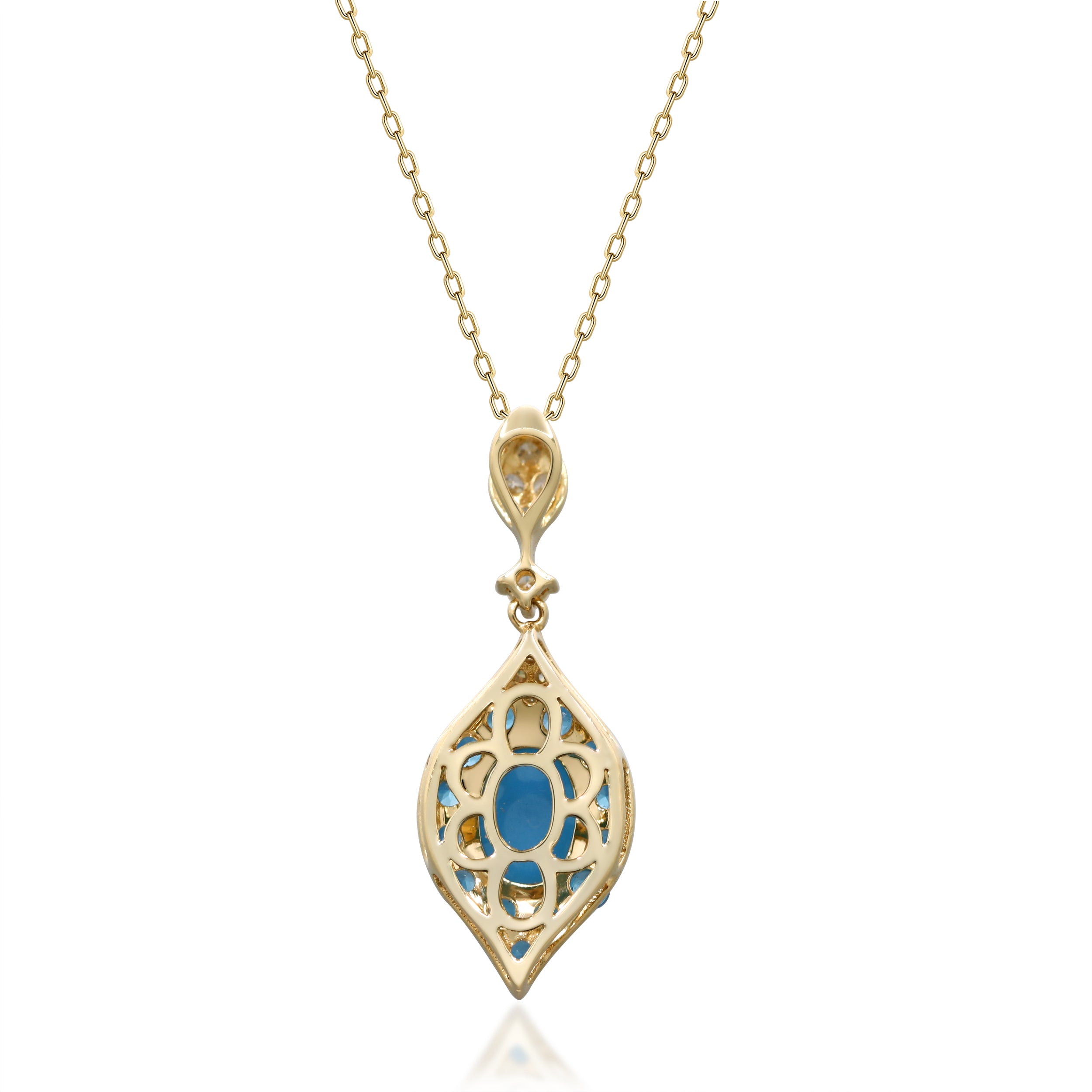 Golden Serenity – 14K Yellow Gold Turquoise & Diamond Pendant